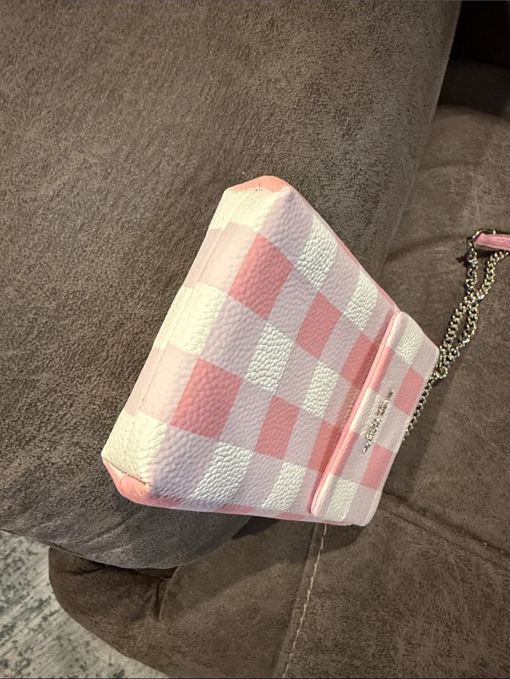 kate spade Pink and White Gingham Crossbody Phone Bag